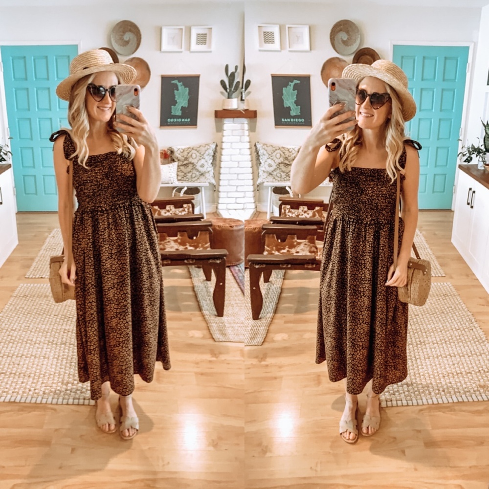 Leopard Maxi Dress with Ties